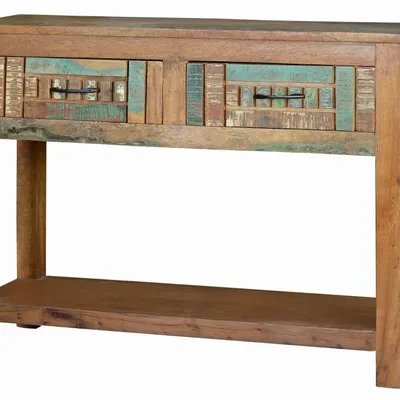 Console table - Exclusive console in multicolored recycled wood - GINER Y COLOMER