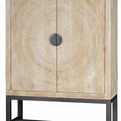 Armoires - Armoire en manguier et pieds en métal blanc vieilli - GINER Y COLOMER