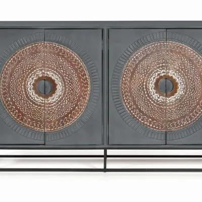 Sideboards - Sideboard in mango wood and metal legs - GINER Y COLOMER