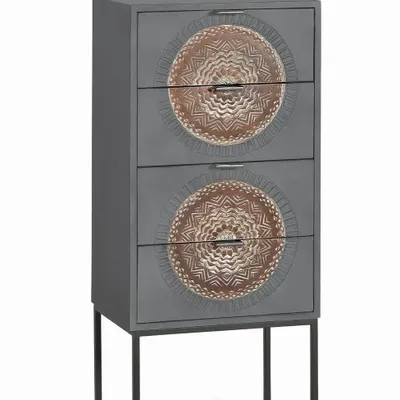 Chests of drawers - Mango wood chest of drawers and gray and brown metal legs - GINER Y COLOMER