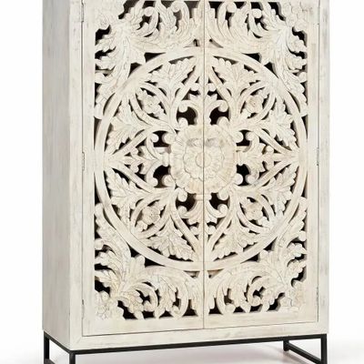 Buffets - Vitrine en manguier et pieds en métal blanc vieilli - GINER Y COLOMER
