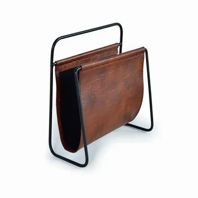 Caskets and boxes - Leather and metal magazine rack - GINER Y COLOMER