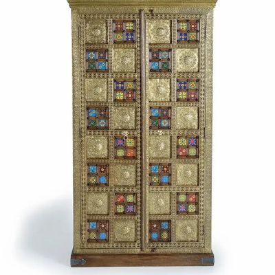 Armoires - Armoire en bois de manguier, laiton e maiolique - GINER Y COLOMER