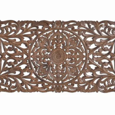 Lits - Tête de lit sculpté à la main marron antique - GINER Y COLOMER