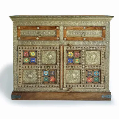 Chests of drawers - Acacia wood, ceramic and bronze chest of drawers - GINER Y COLOMER
