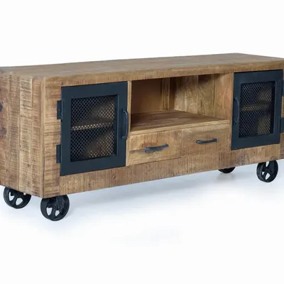 TV stands - TV cabinet in mango wood and natural metal - GINER Y COLOMER