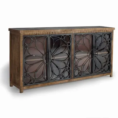 Sideboards - Sideboard in mango wood and black metal - GINER Y COLOMER