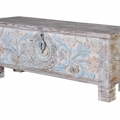 Storage boxes - Mango wood chest in pastel colors - GINER Y COLOMER