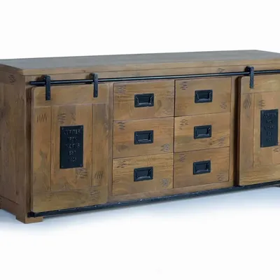 Sideboards - Mango wood and black sideboard - GINER Y COLOMER
