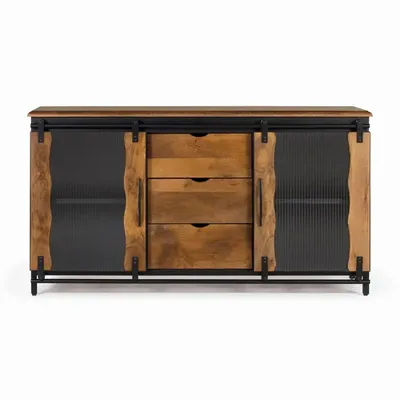 Buffets - Buffet en bois manguier et métal noir - GINER Y COLOMER