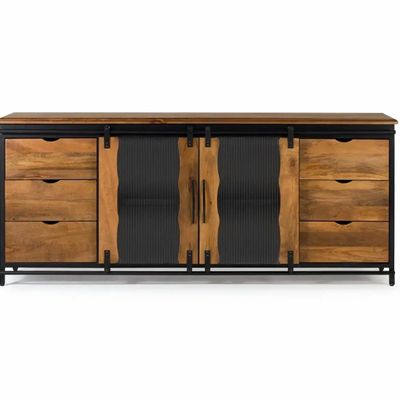 Sideboards - Sideboard in mango wood and black metal - GINER Y COLOMER