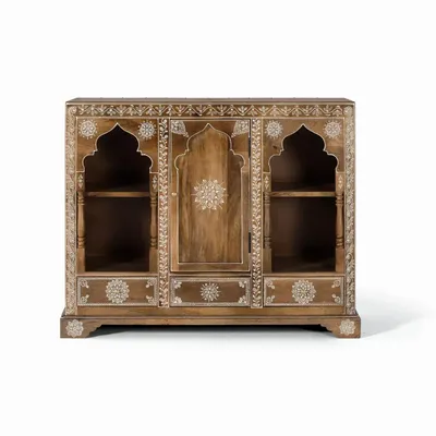 Console table - Mango wood console with natural and white color - GINER Y COLOMER
