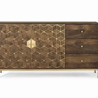 Sideboards - Mango wood and metal sideboard - GINER Y COLOMER