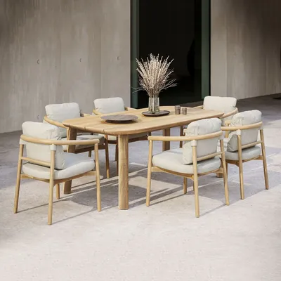 Tables de jardin - Ensemble de salle à manger Lyora pour 6 - SNOC