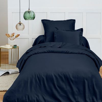 Linge de lit - Housse de couette 100% Coton 140 x 200 cm Bleu Nuit - COTON PUR