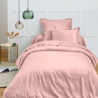 Linge de lit - Housse de couette 100% Coton 140 x 200 cm Rose Dragée - COTON PUR
