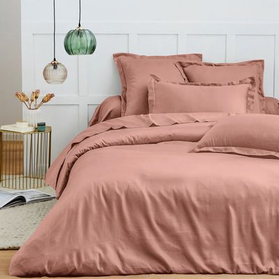 Linge de lit - Housse de couette 100% Coton 240 x 220 cm Vieux Rose - COTON PUR