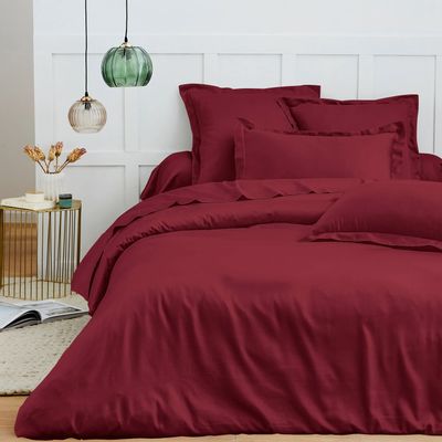 Linge de lit - Housse de couette 100% Coton 260 x 240 cm Grenat - COTON PUR