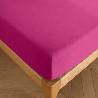 Linge de lit - Drap housse 100% Coton 180 x 200 cm Magenta - COTON PUR