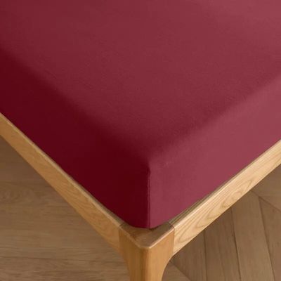 Linge de lit - Drap housse 100% Coton 140 x 190 cm Grenat - COTON PUR