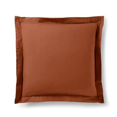Linge de lit - Taie d'oreiller 100% Coton Volant plat piqué 63 x 63 cm Paprika - COTON PUR
