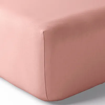 Bed linens - Percale fitted sheet 90 x 190 cm Pure Combed Cotton Long Fibers 80 Thread Count/cm² Powder pink - COTON PUR