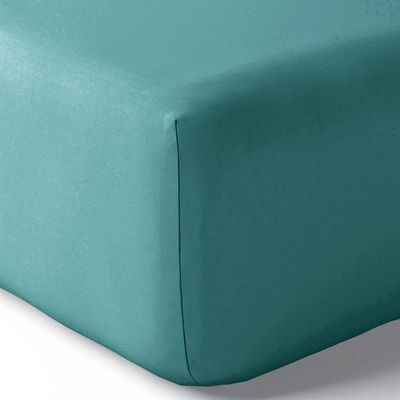 Linge de lit - Drap housse Percale 140 x 190 cm Pur Coton Peigné Longues Fibres 80 Fils/cm² Paon - COTON PUR