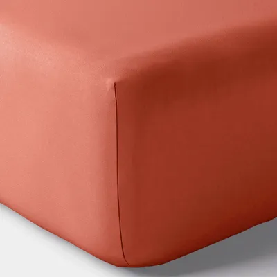 Linge de lit - Drap housse Percale 180 x 200 cm Pur Coton Peigné Longues Fibres 80 Fils/cm² Terracotta - COTON PUR