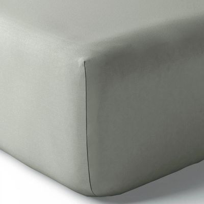 Bed linens - Percale Fitted Sheet 200 x 200 cm Pure Combed Long Fiber Cotton 80 Thread Count/cm² Slate - COTON PUR