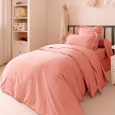 Bed linens - Percale Duvet Cover 140 x 200 cm Pure Combed Long Staple Cotton 80 Thread Count/cm² Powder Pink - COTON PUR