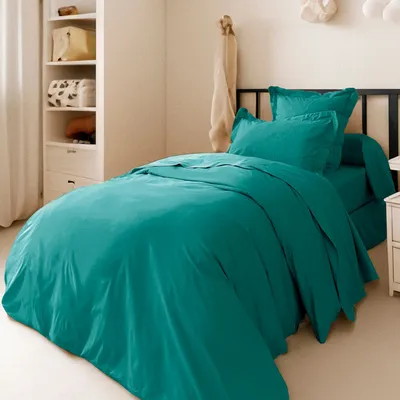 Bed linens - Percale duvet cover 140 x 200 cm Pure Combed Cotton Long Staples 80 Thread Count/cm² Peacock - COTON PUR