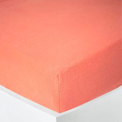 Linge de lit - Drap housse Gaze de Coton 160 x 200 cm Blush - COTON PUR