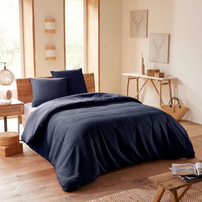 Bed linens - Duvet set 240x220cm + 2 pillowcases 65X65cm honeycomb Storm - COTON PUR