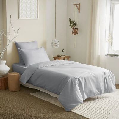 Bed linens - Complete Pack Single-Color Duvet Cover 140 x 200 cm - Fitted Sheet 90 x 190 cm - 100% Cotton 57 Threads - COTON PUR