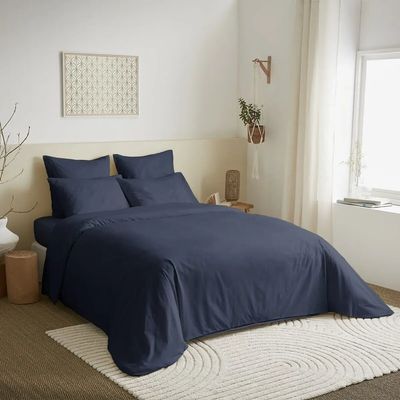 Linge de lit - Pack Complet Housse de couette Unicolore 240 x 260 cm - Drap housse 180 x 200 cm King Size - 100% Coton 57 Fils - COTON PUR