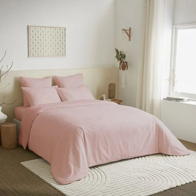 Linge de lit - Pack Complet Housse de couette Unicolore 240 x 260 cm - Drap housse 180 x 200 cm King Size - 100% Coton 57 Fils - COTON PUR