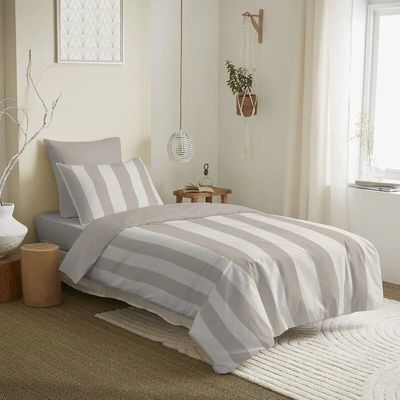 Linge de lit - Pack Complet Housse de couette Imprimé 140 x 200 cm - Drap housse 90 x 190 cm - 100% Coton 57 Fils - COTON PUR