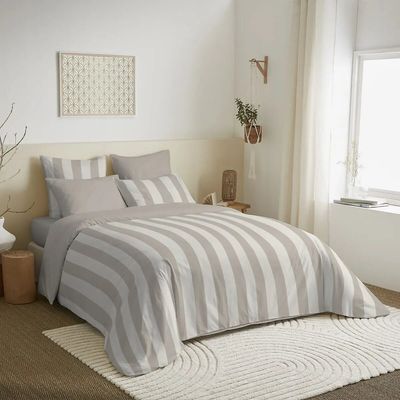 Bed linens - Complete Pack Printed Duvet Cover 240 x 260 cm - Fitted Sheet 180 x 200 cm King Size - 100% Cotton 57 Thread Count - COTON PUR