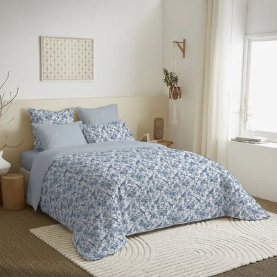 Linge de lit - Pack Complet Housse de couette Imprimé 220 x 240 cm - Drap housse 160 x 200 cm - 100% Coton 57 Fils - COTON PUR