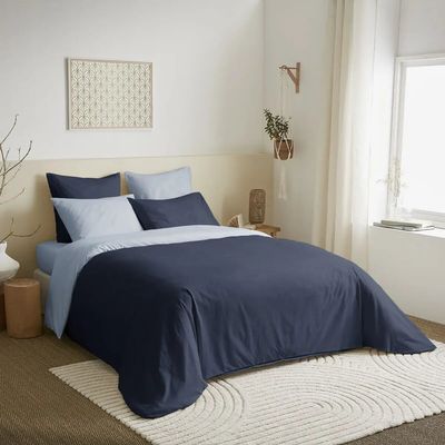 Bed linens - Complete Pack Two-tone duvet cover 240 x 260 cm - Fitted sheet 180 x 200 cm King Size - 100% Cotton 57 threads - COTON PUR