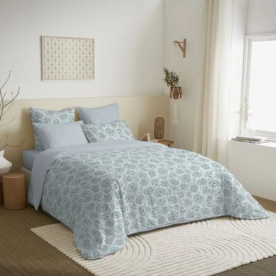 Linge de lit - Pack Complet Housse de couette Imprimé 220 x 240 cm - Drap housse 140 x 190 cm - 100% Coton 57 Fils - COTON PUR