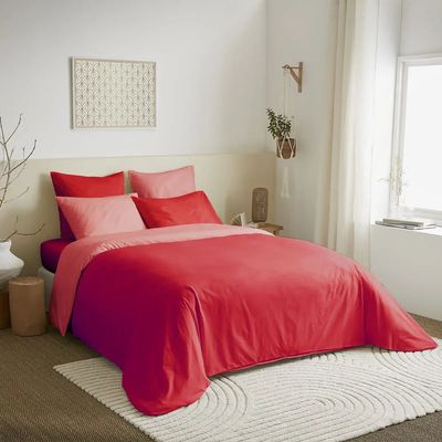 Linge de lit - Pack Complet Housse de couette Bicolore 220 x 240 cm - Drap housse 140 x 190 cm - 100% Coton 57 Fils - COTON PUR