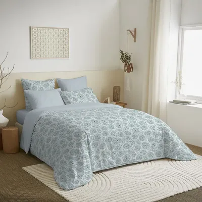 Linge de lit - Pack Complet Housse de couette Imprimé 220 x 240 cm - Drap housse 160 x 200 cm - 100% Coton 57 Fils - COTON PUR