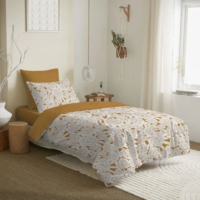 Bed linens - Complete Pack Printed Duvet Cover 140 x 200 cm - Fitted Sheet 90 x 190 cm - 100% Cotton 57 Threads - COTON PUR