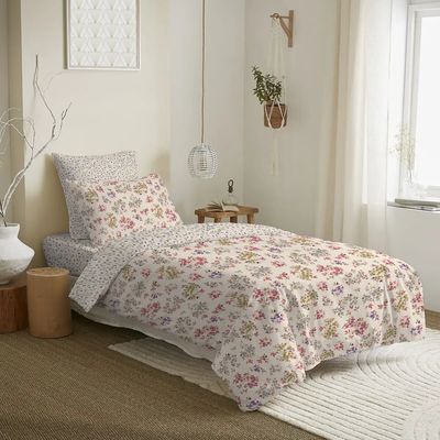 Linge de lit - Pack Complet Housse de couette Imprimé 140 x 200 cm - Drap housse 90 x 190 cm - 100% Coton 57 Fils - COTON PUR