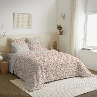 Linge de lit - Pack Complet Housse de couette Imprimé 220 x 240 cm - Drap housse 140 x 190 cm - 100% Coton 57 Fils - COTON PUR