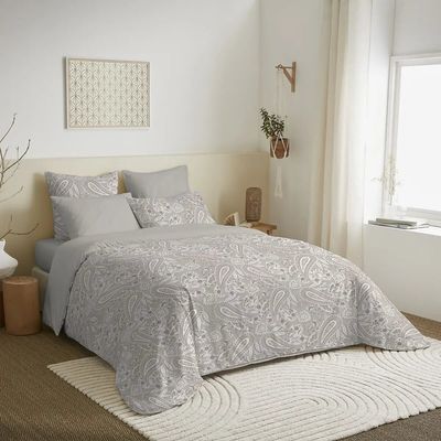 Bed linens - Complete Pack Printed Duvet Cover 220 x 240 cm - Fitted Sheet 140 x 190 cm - 100% Cotton 57 Threads - COTON PUR