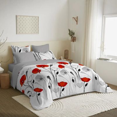 Linge de lit - Pack Complet Housse de couette Imprimé 240 x 260 cm - Drap housse 180 x 200 cm King Size - 100% Coton 57 Fils - COTON PUR