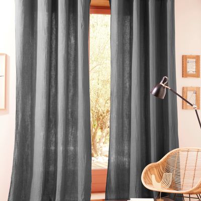 Curtains and window coverings - Pair of Curtains 140 x 260 cm Cotton Gauze Slate - COTON PUR