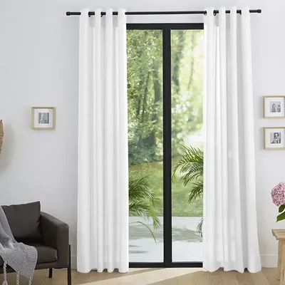 Curtains and window coverings - Pair of “Linen Effect” Eyelet Curtains 140 x 260 cm Moonlight Snow deco - COTON PUR